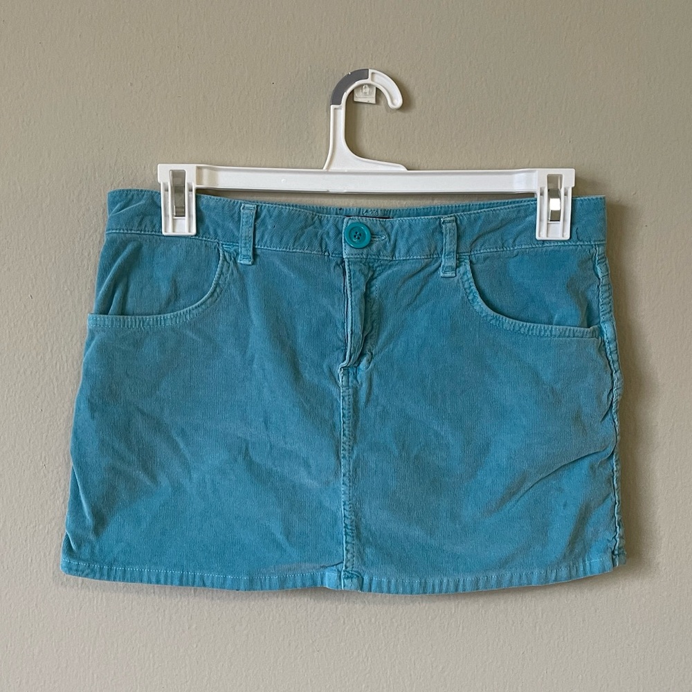 Y2K Hurley Teal Corduroy Mini Skirt Size 9